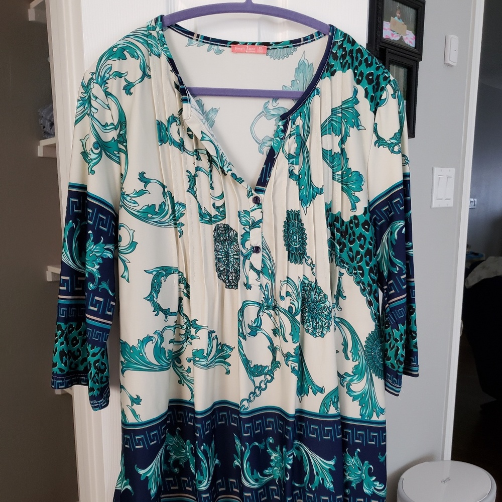 Navy and teal tunic
